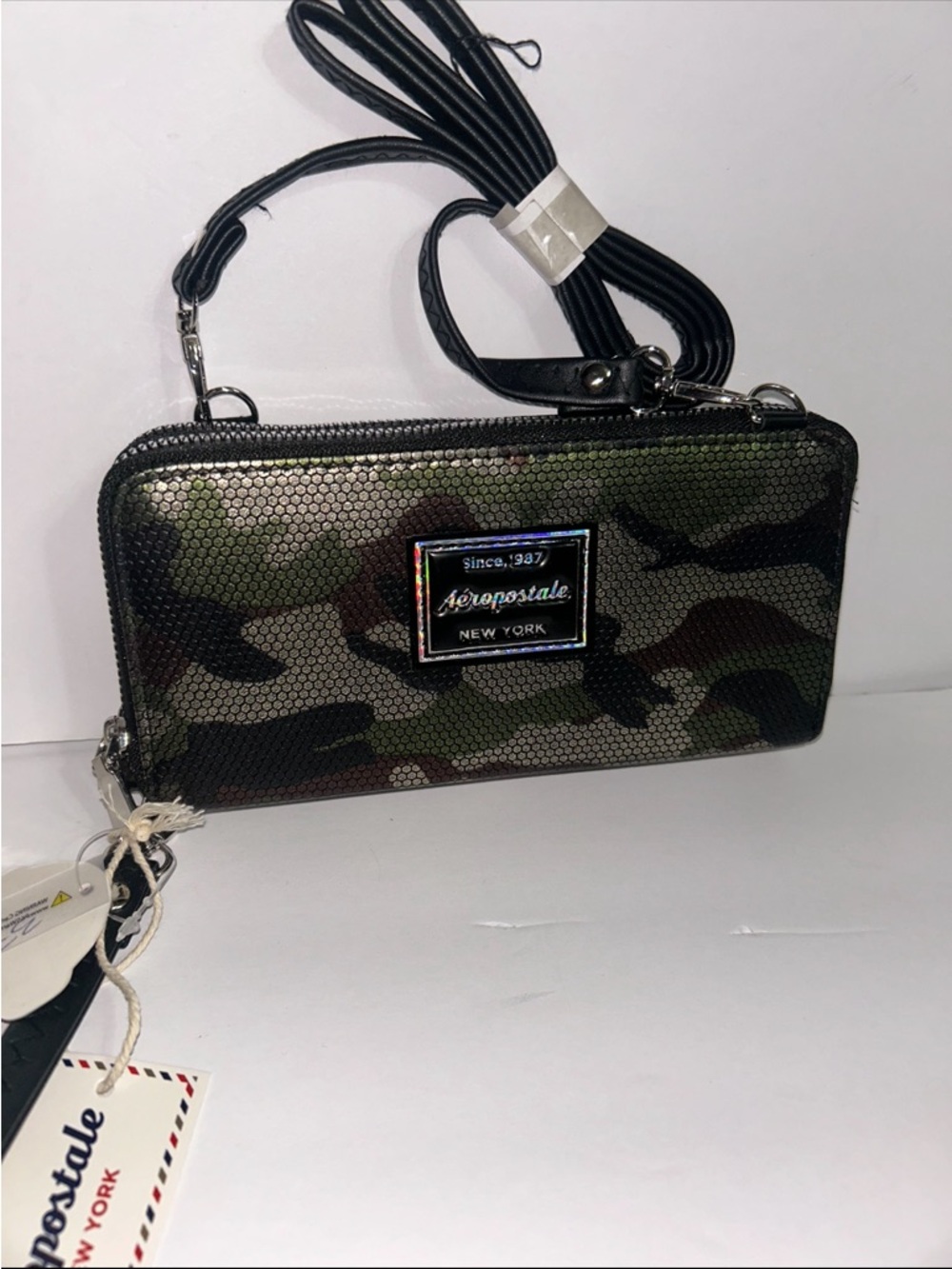 Aeropostale Camouflage Crossbody Wallet - Green, Brown, Black